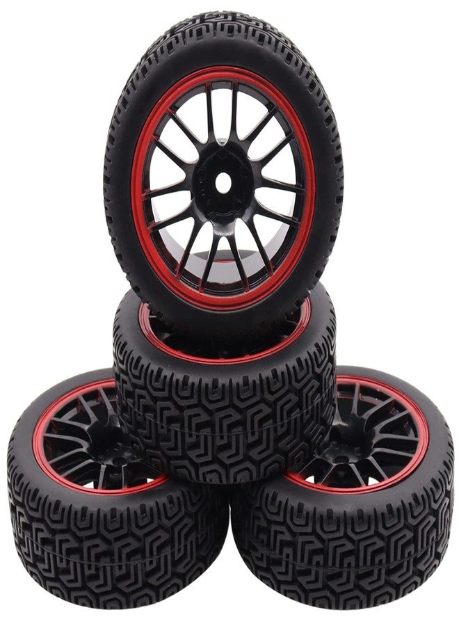 Treehobby 4PCS Treehobby OD 2.68" (68mm x 26mm) Rubber RC Wheel 12mm Hex Hub Wheels and Tires Set Compatible with 1/10 HSP HPI Redcat Himoto Kyosho Sakura RC On-Road Racing Car Touring Car Upgrade Parts - Image 4